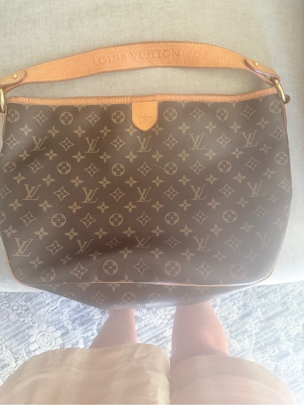 Louis Vuitton Monogram Shoulder Bag in Brown and Tan Leather Trim